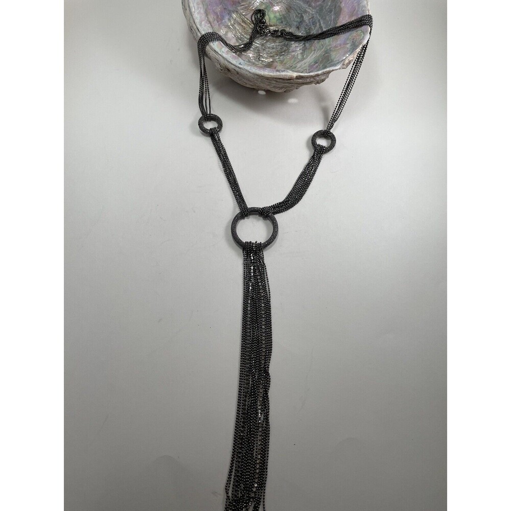 Joan Rivers Multichain And Circles 29 inch Necklace Rhinestone Dark Silver Tone - Picture 15 of 16
